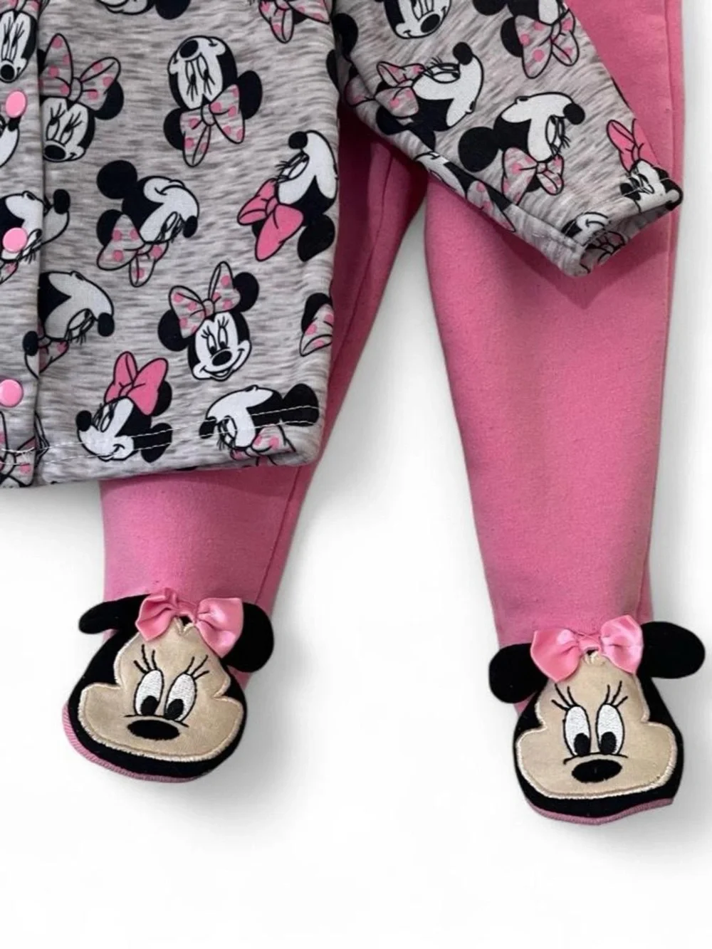 6-9M Girl Disney Baby 2 Piece Minnie Mouse Cardigan Footed Sweatpants Baby Girl